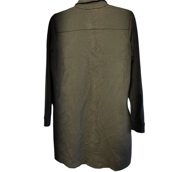 FDJ Faux Suede Boho Western Shirt Dress XS Olive Autumn Button-Down Pockets New - Picture 4 of 11